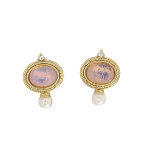 물방울_space_pink opal_Earrings
