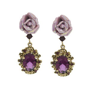 모네_Monet&#039;s Garden_antique_violet flower_울트라 바이올렛_롱 드롭_Earrings