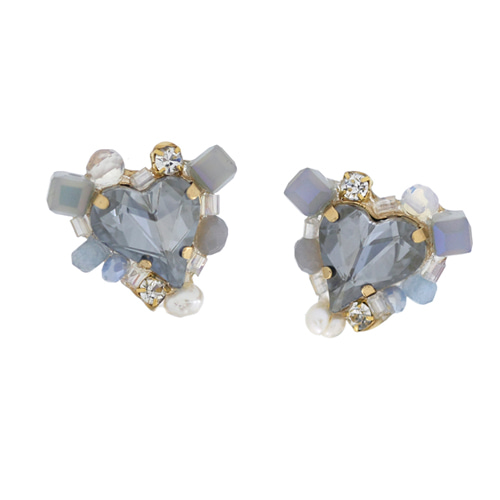Sweet Heart Fancy Stone_blue shade_♥♡+gemstone_Earrings
