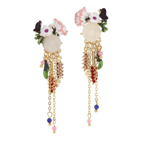 Bouquet_산책길_나비+핑크 꽃+버그_Earrings