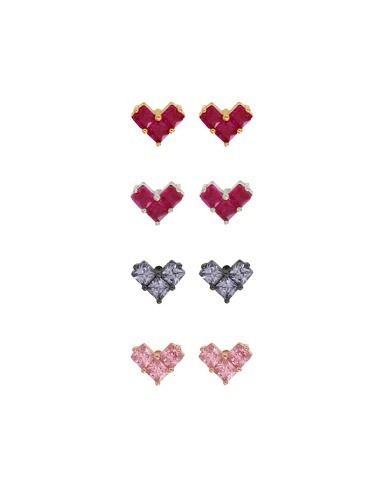 925Silver AAA♥HEART 루비 바이올렛 핑크_Earrings
