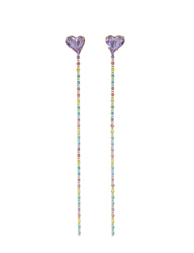 [딸기샤베트] 스윗하트_바이올렛 + 레인보우 드롭 Sweet Heart Fancy Stone 스와로브스키 Earrings