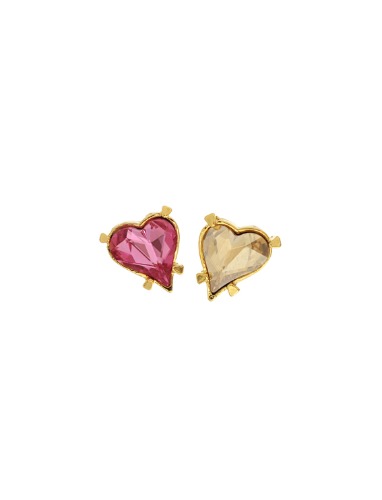 [딸기샤베트] 스윗하트_반반 골드쉐이드+로즈 골드 Sweet Heart Fancy Stone 스와로브스키 Earrings