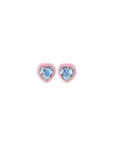 [딸기샤베트] Bubble 50_Heart 라이트블루 스왈 + 파스텔 핑크 에나멜_Earrings