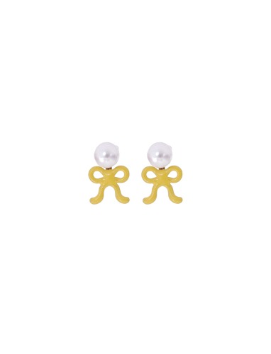 [딸기샤베트] Bubble 89_Ribbon T 실버 진주+클러치 옐로 에나멜_Earrings