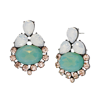 Cute Deco _ Mint + white opal_Earrings