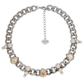 Classic_Big chain+ Gold crystals+Pearls_Necklace