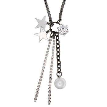 Shake Shake_Star☆_Pearls+Black_Necklace