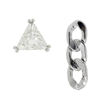 DaMi.Da_triangular crystal &amp; chain_Earrings