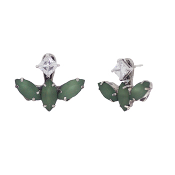 Rose garden green leaves tow-way_or_Earrings