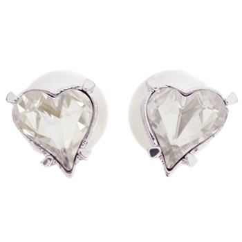 Sweet Heart Fancy Stone_Silver shade_double_하트 Earrings