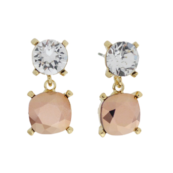 Square strawberry_rose gold_small square+circle stud_Earrings