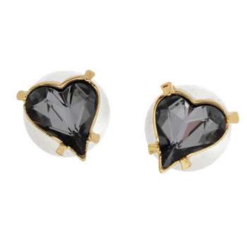 Sweet Heart Fancy Stone_black diamond_double_하트 Earrings