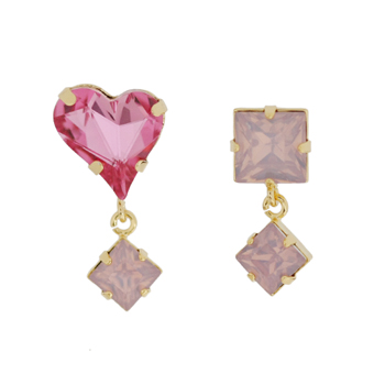 Sweet Heart Fancy Stone_light rose+pink opal_◇ 스왈 하트 Earrings