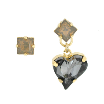 Sweet Heart Fancy Stone_black diamond_◇+□ sand opal_Earrings