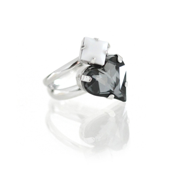 Sweet Heart Fancy Stone_black diamond_♡+◇_Ring