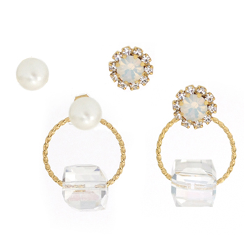 MINIMI US_white opal+crystal_드롭_Earrings