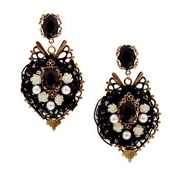 The Baroque_Black Lace+Ivory Rose_Earring