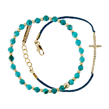 The Carol_2set_Turquoise+Cross_레이어드_Bracelet