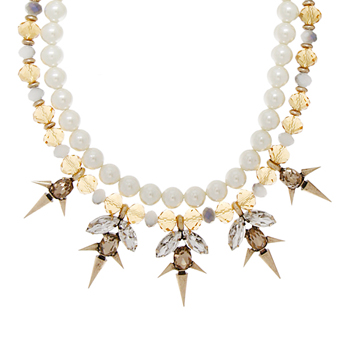 Yellow&amp;Blue glow_Pearl+Stud_Necklace