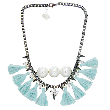 The M.enzel_Mint+Black chain_Pearl_Necklace