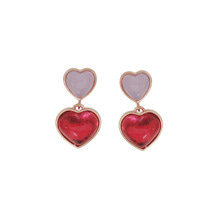 물방울_heart♡_roseopal+reddish_빨간하트♥__Earrings
