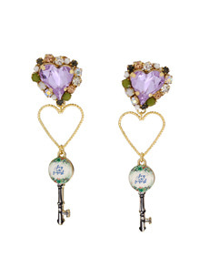 Sweet Heart Fancy Stone_Violet♡_♥+key_Earrings