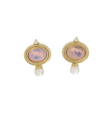 물방울_space_pink opal_Earrings