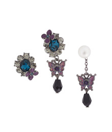 [AN]party rose&amp;violet butterfly_퍼플_mix_Earrings