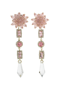 Pink in summer_핑크_반짝이는 꽃_드롭_Earrings