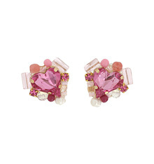 Sweet Heart Fancy Stone_Rose_♥♡+gemstone_Earrings