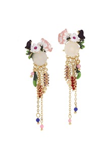 Bouquet_산책길_나비+핑크 꽃+버그_Earrings