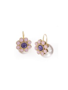 POMPOM 솜사탕 핑크 로즈워터오팔 스와로브스키 Flower_Earrings