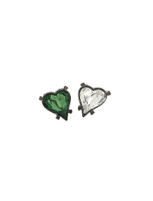 스윗하트_에메랄드+투명크리스탈 반반 Sweet Heart Fancy Stone 스와로브스키 Earrings