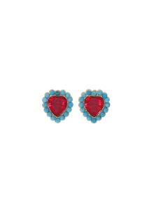 [딸기샤베트] BISOU 빨강 하트+ 블루 터키 원석 골드 스와로브스키 크리스마스_Earrings