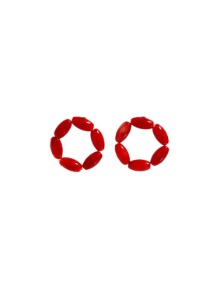 [딸기샤베트] 산드로 Uffizi_144 산호 빨간 원석 도넛 링 _Earrings