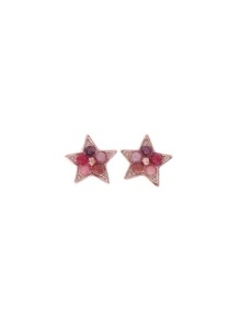 [딸기샤베트] 925Silver CHU STAR 05_원석 장미석 가넷 산호 핑크골드 은귀걸이_Earrings