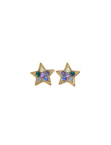 [딸기샤베트] 925Silver CHU STAR 01_바이올렛 크리스탈 믹스 은귀걸이_Earrings