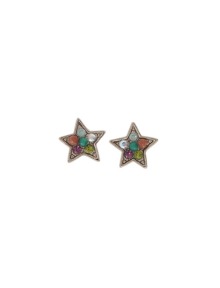 [딸기샤베트] 925Silver CHU STAR 06_원석 그린 초코골드 은귀걸이_Earrings