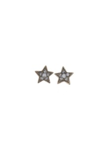 [딸기샤베트] 925Silver CHU STAR 017_레브라도라이트 원석 초코골드 은귀걸이_Earrings