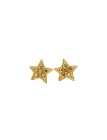 [딸기샤베트] 925Silver CHU STAR 08_골드 스와로브스키 골드 은귀걸이_Earrings