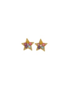 [딸기샤베트] 925Silver CHU STAR 09_파스텔 원석 골드 은귀걸이_Earrings