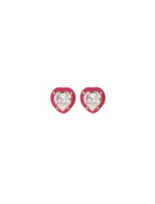 [딸기샤베트] Bubble 21_Heart 투명하트 진한 핑크 에나멜 스왈_Earrings