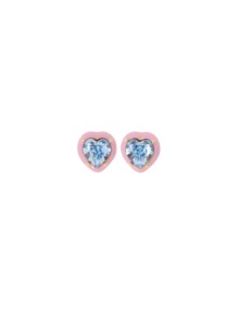 [딸기샤베트] Bubble 50_Heart 라이트블루 스왈 + 파스텔 핑크 에나멜_Earrings