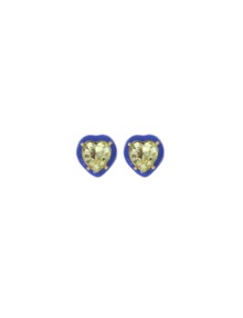 [딸기샤베트] Bubble 37_Heart 옐로 + 사파이어 에나멜 스왈_Earrings