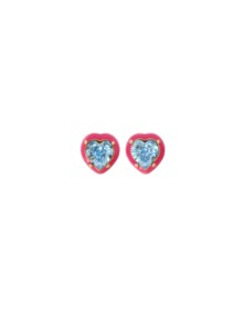 [딸기샤베트] Bubble 95_Heart 라이트 사파이어 스왈 + 딥로즈 핑크 에나멜_Earrings