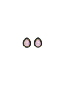 [딸기샤베트] Bubble 93_Drop 블랙 에나멜 + 로즈 워터 오팔 드롭 스왈_Earrings