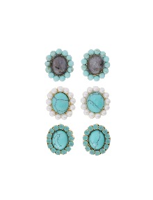 [딸기샤베트][925 Silver Post] . NANA Oval 840 터키석 블루 레브라도라이트 천연 원석 gemstone_Earrings