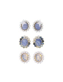 [딸기샤베트][925 Silver Post] . NANA Oval 804 블루레이스 문스톤 천연 원석 gemstone_Earrings