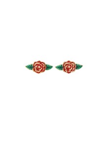 [딸기샤베트][925 Silver Post] La Vie en rose_빨강 장미 에폭시 gold earrings